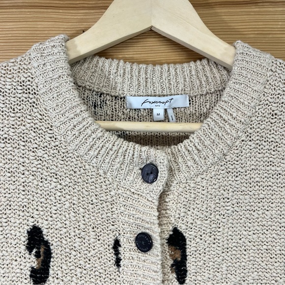 Foxcroft Nikita Cardigan Sweater Medium Leopard Beige Black 100% Cotton NWT - Picture 4 of 16